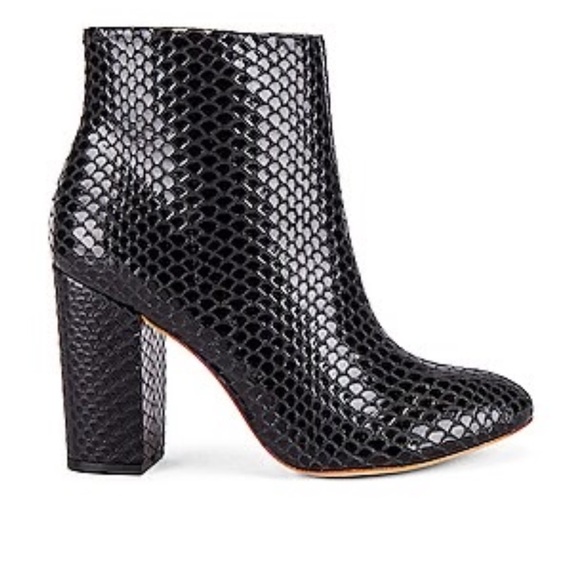 Raye Revolve Shore Snakeskin Leather Bootie Black - Picture 1 of 11